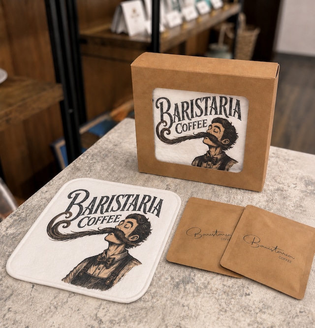 Baristaria coffee のギフトボックスとドリップバッグ